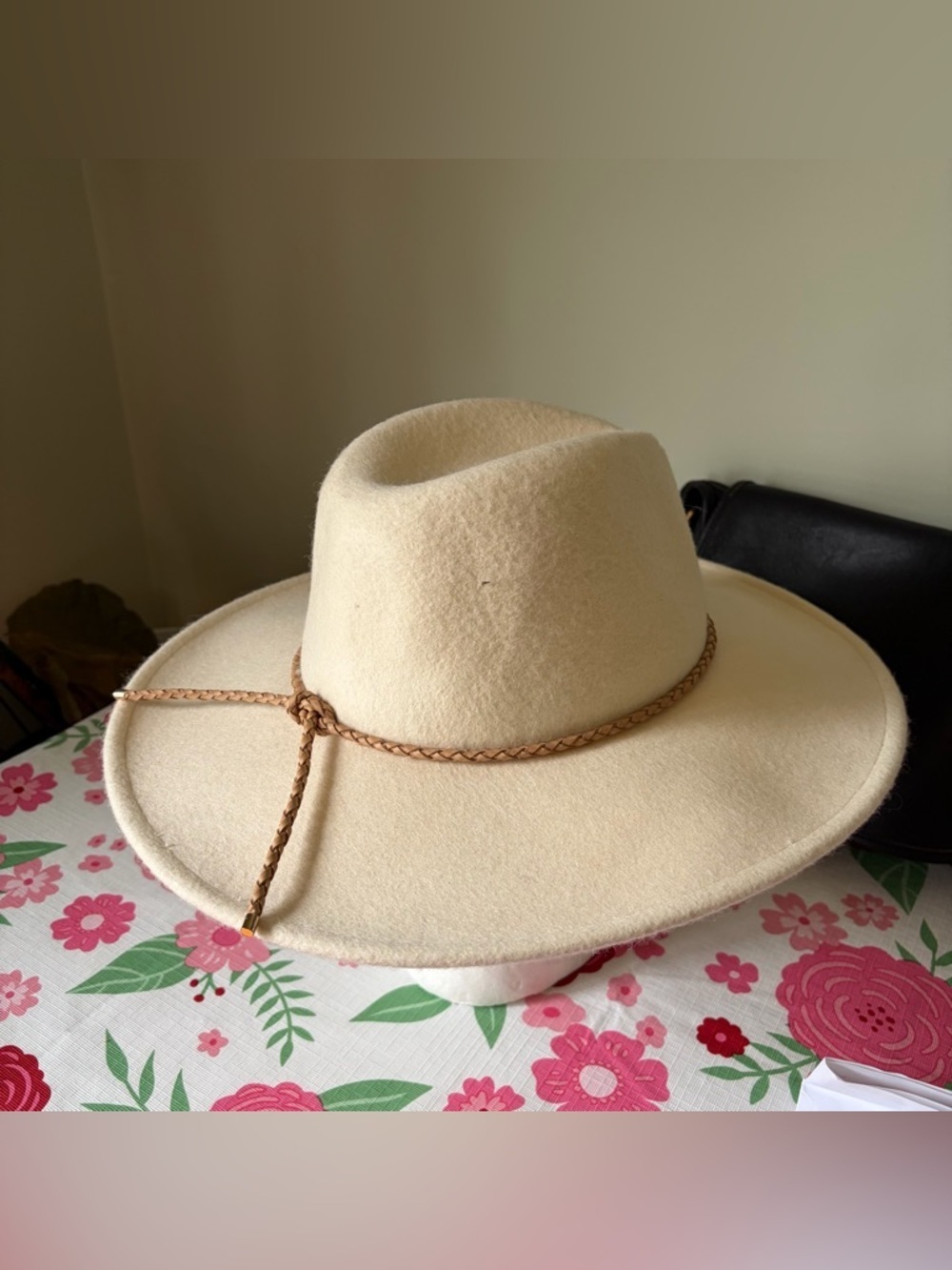 Lucky Brand Cream wool cowboy hat with tan woven band
